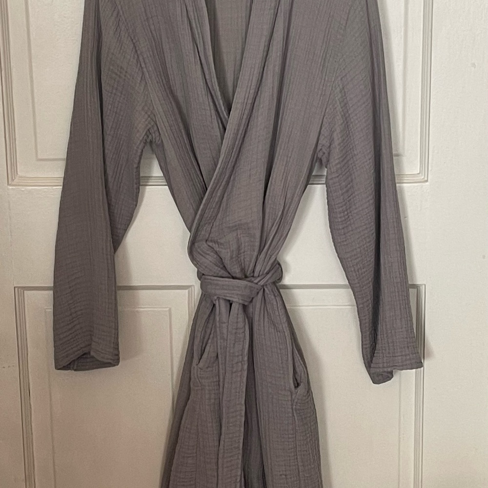Parachute Home Dark Grey Turkish Cotton Gauze Cloud Robe - Medium